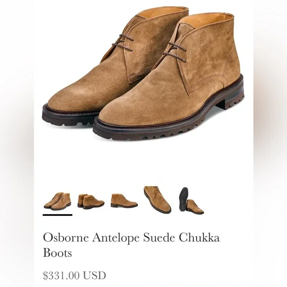 NIB John White Northampton Osborne Antelope Suede Chukka Boots Brown Suede Chisel Toe Chukka Boots by John White main image 2